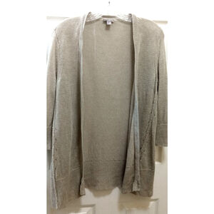 J. Jill Womens Open Front 100% Linen Cardigan Sz S Cottagecore Beige Minimalist